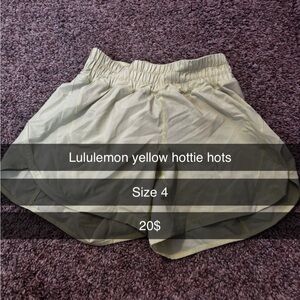 lululemon athletica Yellow Hottie Hot Shorts